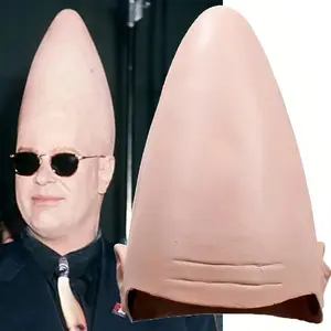 Funny Alien Conical Bald Headgear Latex Hat Mask Cosplay Egghead Pointed Helmet Halloween Party Props