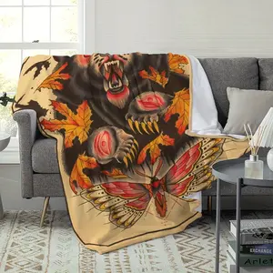 Comfort Bear & Butterfly printed flannelette blanket is machine washable stain-resistant ideal for sofabed office and travel allergy friendly multifunctional multi-season gifts