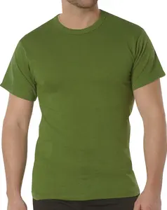 Heather Green Solid Color T-Shirt with Cotton / Polyester Blend