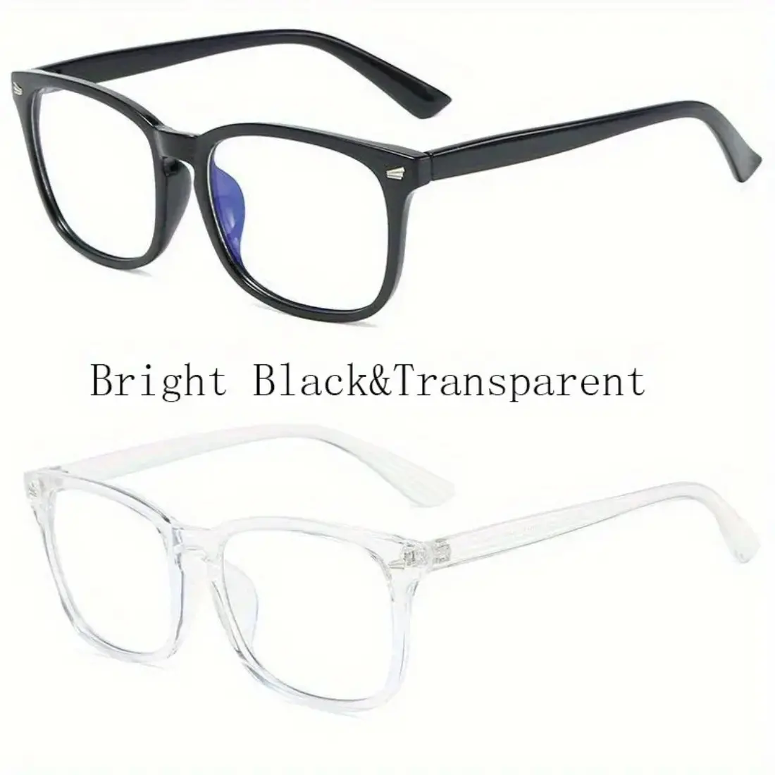 Y2K Retro Square Blue Light Glasses 2-Pack, Clear Lens Fashion Eyeglass Frames for Women and Men, Lightweight Nerd Chic Eyewear for Reading, Office Work, Gaming, Study and Daily Wear