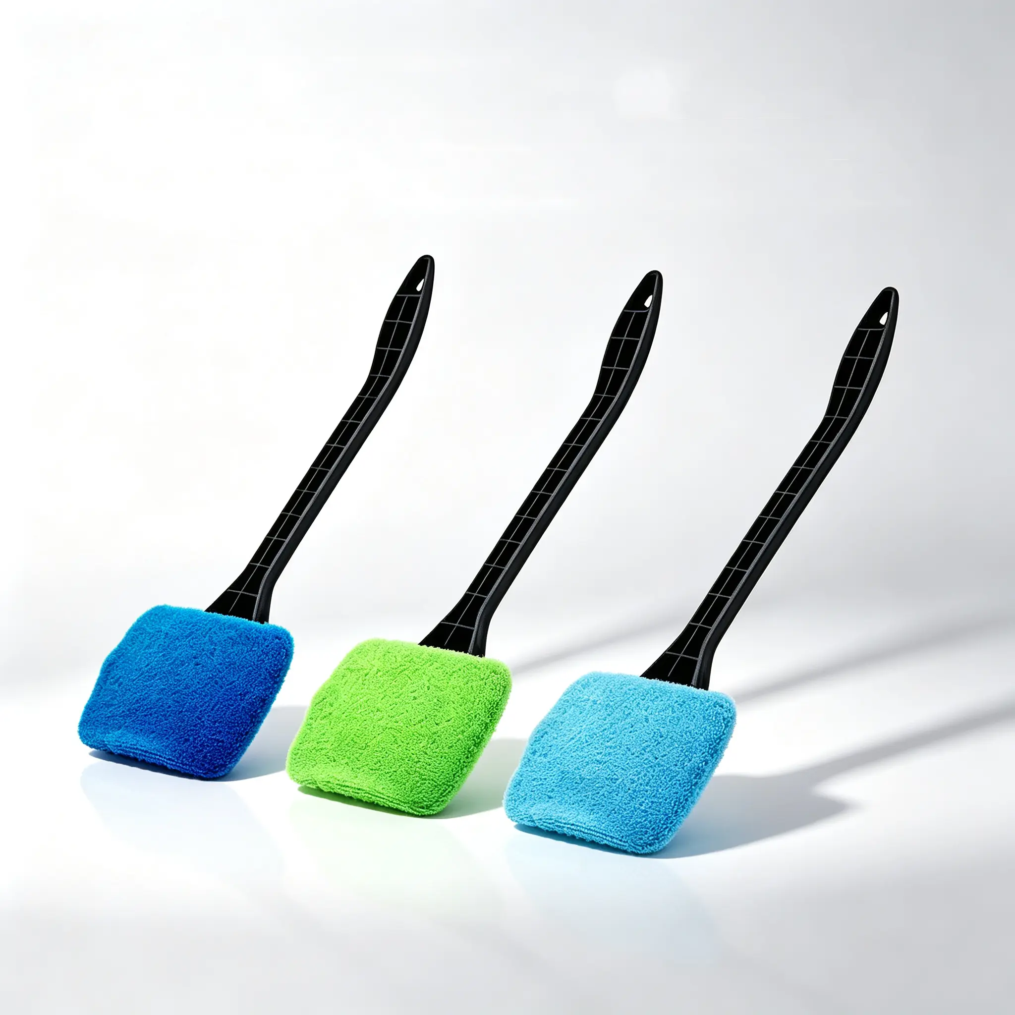 3-Pack Windshield Cleaner Kit - Car Detailing Products with Long Handle Head, Brush Squeegees & Scrubber Glass Cleaners for Window Cleaning (Home Care Supplies Sponges & Scouring Pads)