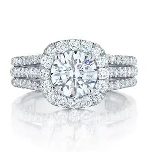 Shengning Full Pavé Ring, Three-Row Design, Elegant Jewelry for Women Statement Piece Sparkling Stones Premium Material