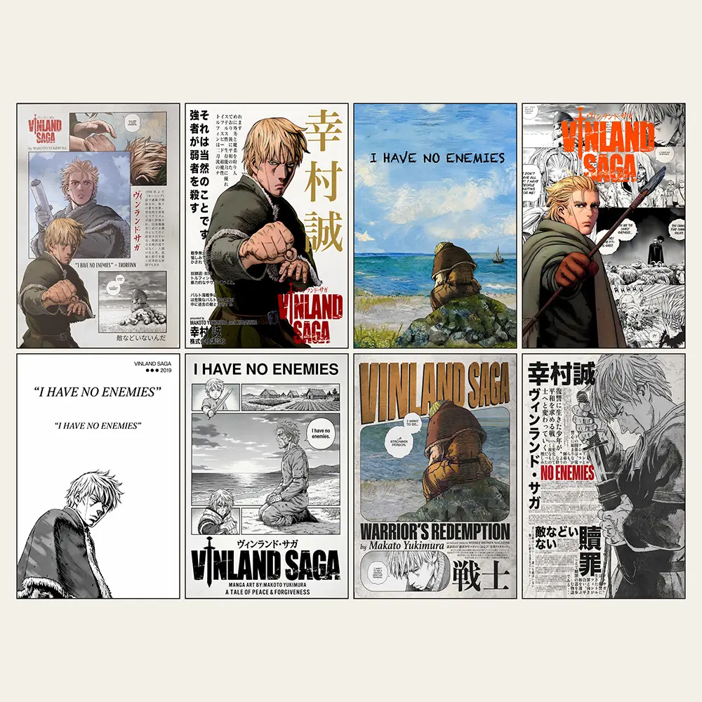 Vinland Saga Thorfinn Thorsson Frameless Paper Comic Art Poster - Elegant Print Design, Long-Lasting Print, Multi-Size (20x30in Option), Home Decoration for Japanese Style Dining Room & Anime Rooms, Ideal Fan Gift, Artistic