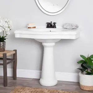 Atwell 34 Inch White Porcelain Pedestal Sink