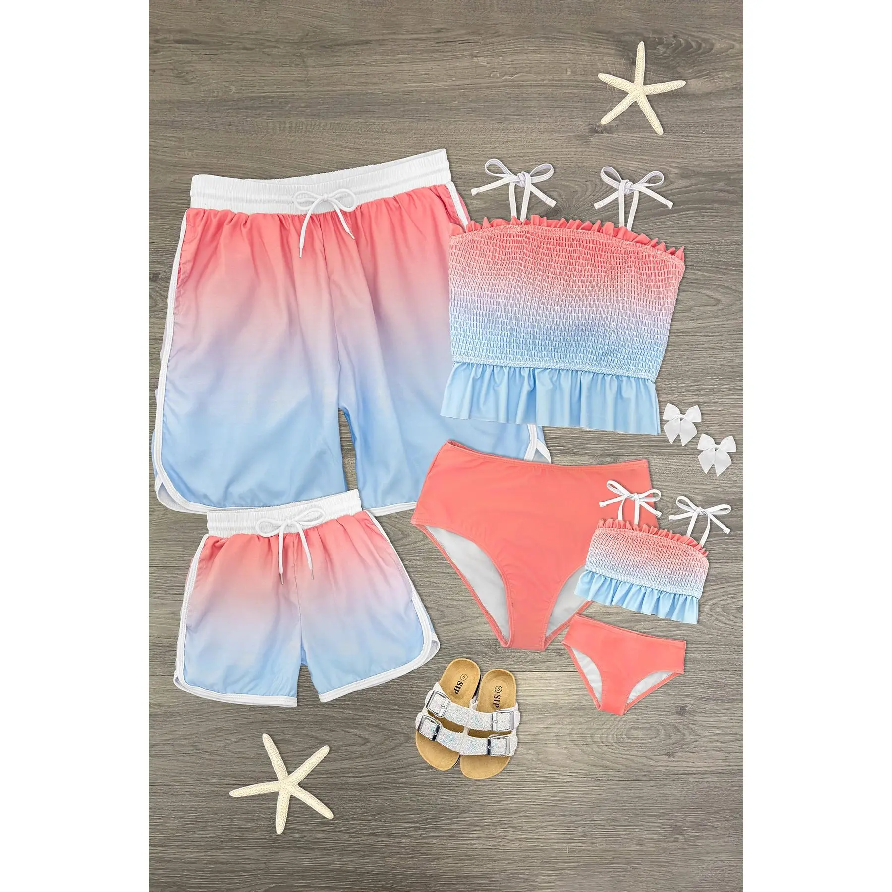 Pink & Blue Ombre Family Swimsuits