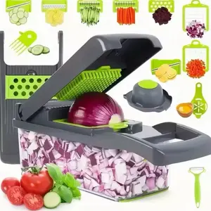 16in1 Multifunctional Durable Vegetable Chopper with Container, Fast Cutting MachineGarlic ,Onion Potato Cutting Machine Slicer, Kitchen Utensils