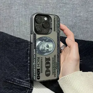 Stylish Trendy US Dollar Pattern Case for iPhone 16 E Plus 15 14 Pro Max 13 12 11 XR XS Shockproof Non Slip Protective Back Cover