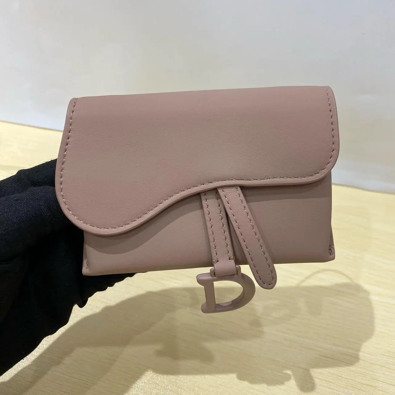 Pre-owned Dior Mini Matte Blush Pink Chain Cardholder Waist Crossbody Bag with Strap (Style No. 223291), Chain Strap