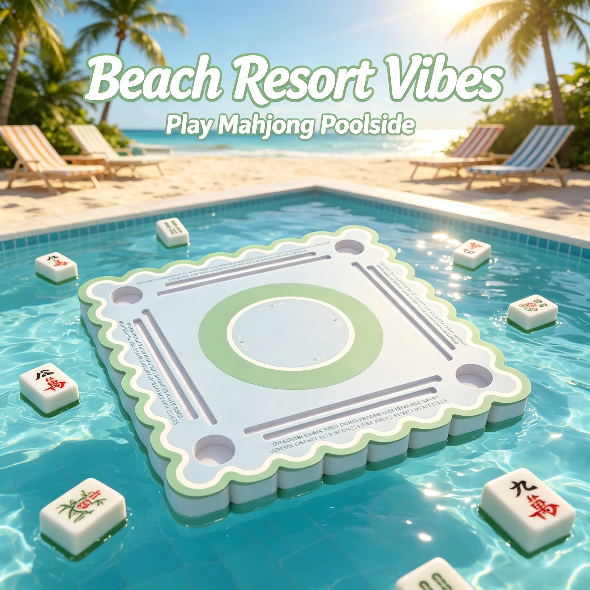 36x36 in Waterproof Reversible Foam Float Board - Multi-Purpose Party Table Game with 4 Cup Holders, Ideal for Board Games Night, Pool Parties