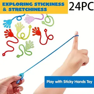 24pcs Sticky Hand Party Gift, Extreme-Stretch Bent Tube Stress-Relief Toys, Party Table Decorations and Christmas Gifts, Handheld