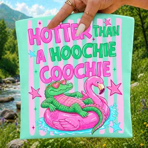 Comfort Colors® Neon Hotter Than A Hoochie Coochie T-shirt Alligator Flamingo Floatie Tee Retro Summer Gator Shirt Southern Pool Day T-shirt Beach Life