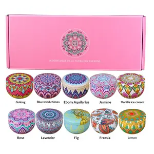 Scented Candles Gift Set, 10Pcs, Aromatherapy Candles for Home, Portable Hotel Candles, Natural Soy Wax Tin Jar Candles for Yoga, Bath, Long Lasting Time Candles Gift for Women, Birthday gifts, New Year's gifts, Valentine's Day gifts
