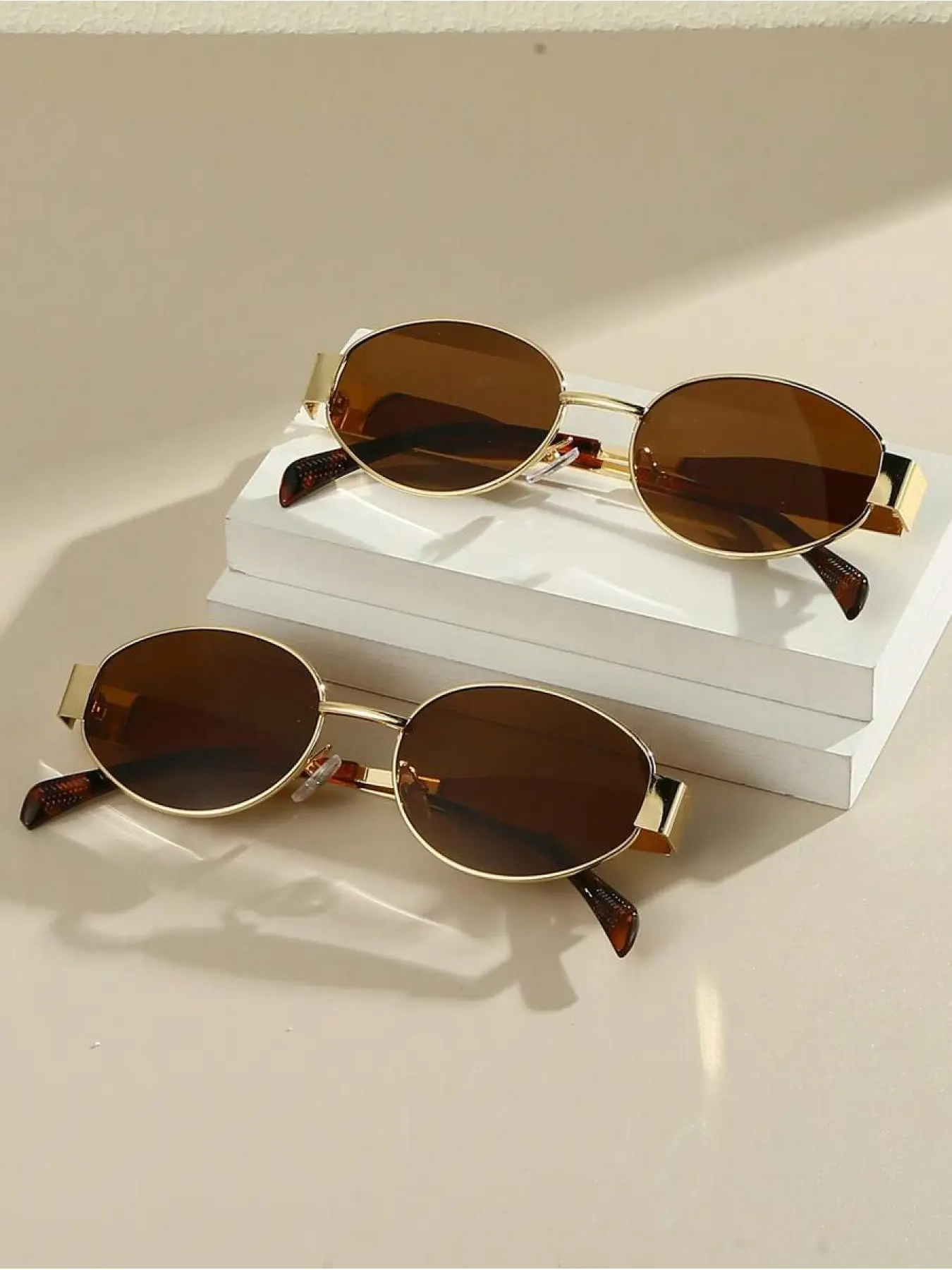 2 Pieces Of Retro Oval Sunglasses Are Fashionable Travel Equipment Accessories for Women, Summer Beach Vacations, Outdoor Activities and Travel, Classic Oval Sunglasses