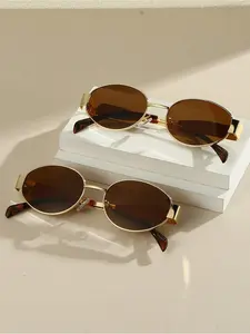 2 Pieces Of Retro Oval Sunglasses Are Fashionable Travel Equipment Accessories for Women, Summer Beach Vacations, Outdoor Activities and Travel, Classic Oval Sunglasses