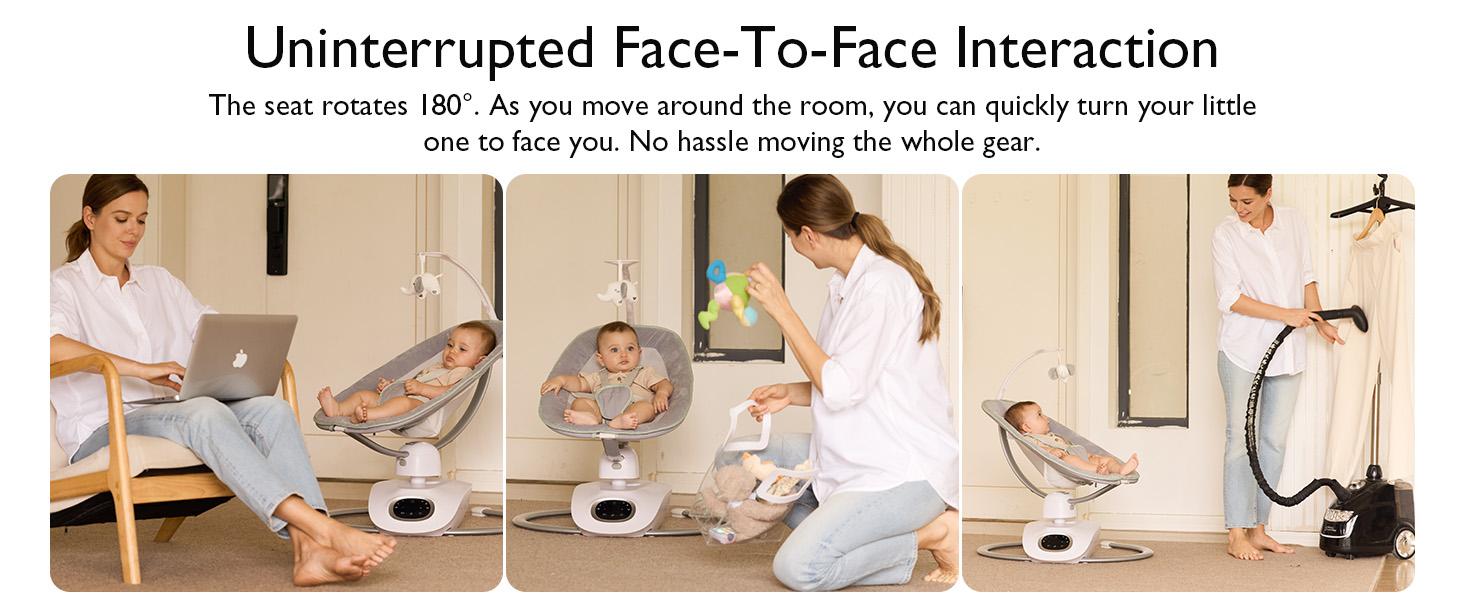 Momcozy CocoSway Baby Swing for Infants to Toddler, 3D-Motion Electric Baby Swing with 6 Motions & 4-Speeds, Remote Control, Infant Swing with 8 Preset Lullabies for Baby Boy Girl Up to 20 lbs Momcozy CocoSway Baby Swing for Infants to Toddler, 3D-Motion Electric Baby Swing with 6 Motions & 4-Speeds, Remote Control, Infant Swing with 8 Preset Lullabies for Baby Boy Girl Up to 20 lbs