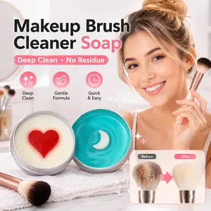 WEBACK Makeup Brush Cleaner Soap with Silicone Cleaning Pad,Savon nettoyant pinceaux Solid brush cleaner 3.52oz/100g