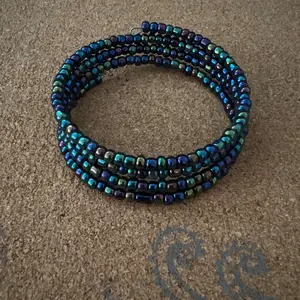 Blue Metallic Memory Wire Wrap Bracelet