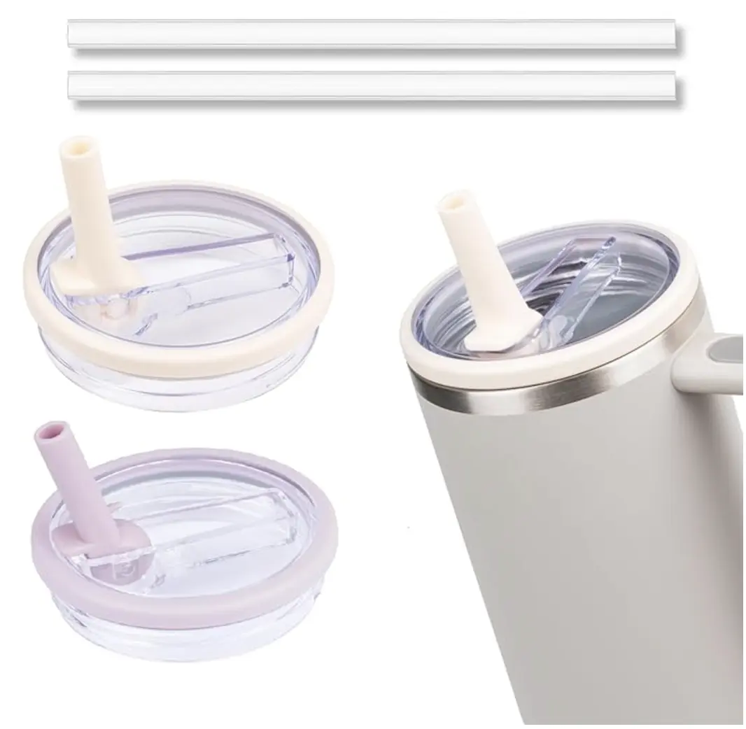 40 oz Tumbler Flip Straw Lid Compatible with Stanley Cup - Leak-Proof and Reusable - Bottle, Drinkware