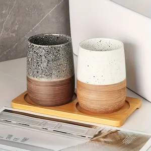 [Nordic Style] Retro Ceramic Toothbrush Cup |   1pc |   Ceramic |   Durable |   Bathroom Organizer |   Couples, Hotels & Dorms |   Nordic Style