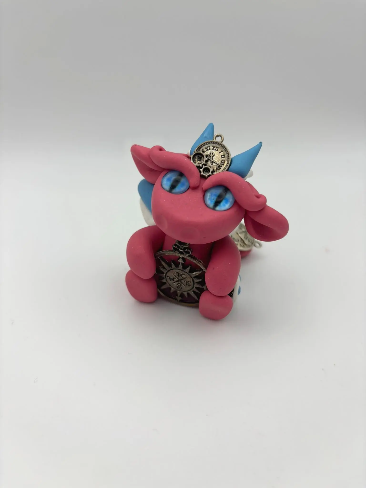 Adopt Timewind! Blue, Pink, White Steampunk Inspired Polymer Clay Dragon