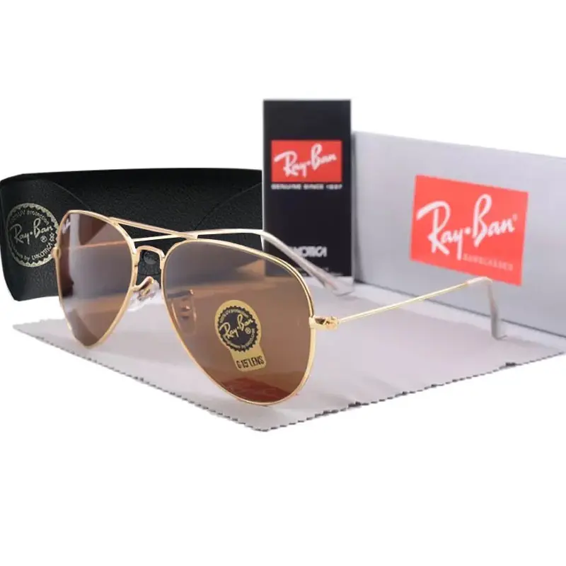 Ray-Ban Aviator Sunglasses for Men Women, Metal Frame Gradient Lens Classic Fashion Eyewear for Driving Travel & Daily Style
