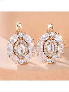 Trending Hot Selling Rose Gold Brilliant Oval Cubic Zirconia Hoop Earrings For Women Luxury Premium Niche Design Elegant Dangle Earrings Fine Jewelry Daily Wear Party Dating Accessory Gift