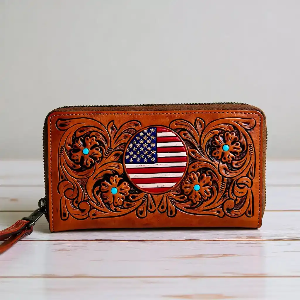 Women's America 250 Flag Wallet-   Leather Wallet for Daily Use (Luggage & Bags Accessory)