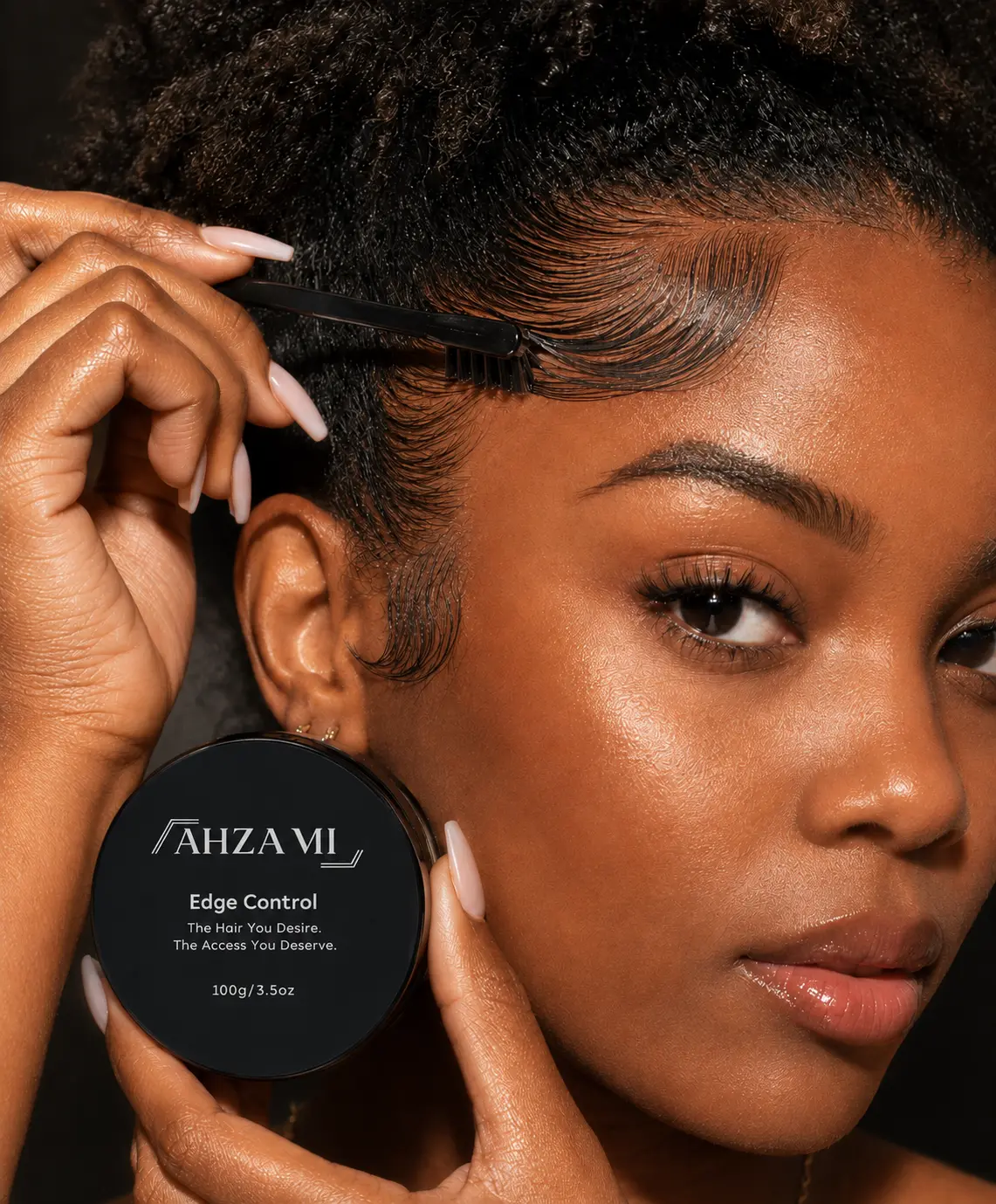 Ahzami Rose Edge Control Styling Gel, 8-Hour Firm Hold for Smooth & Flawless Edges, No-Flake Formula for 3C-4C Curly Hair, 100g