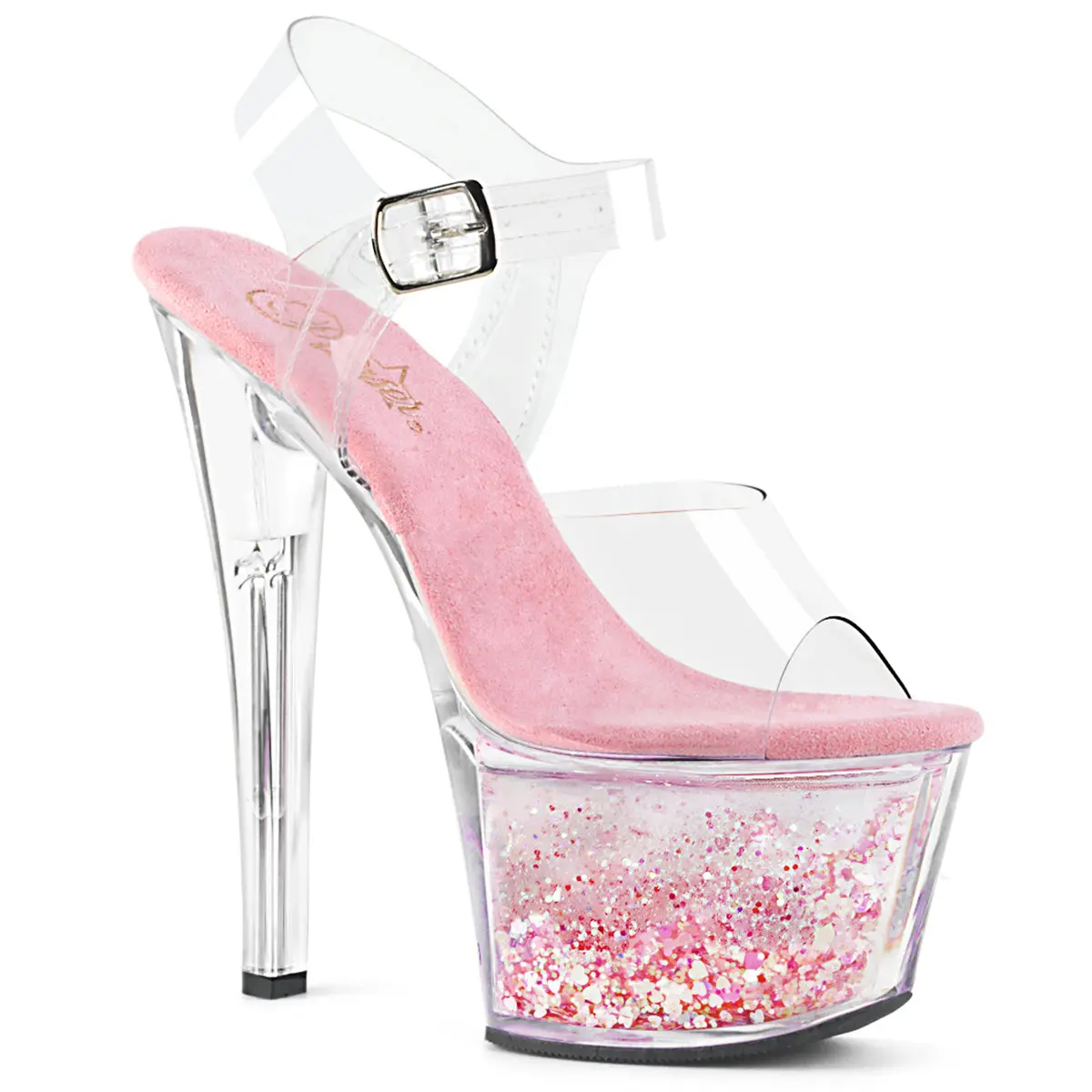 7 Inch Heel SKY-308WHG Clear Baby Pink
