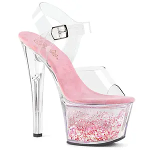 7 Inch Heel SKY-308WHG Clear Baby Pink