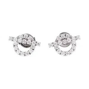 Pre-owned Hermes Finesse Stud Earrings 18K White Gold and Diamonds by Rebag