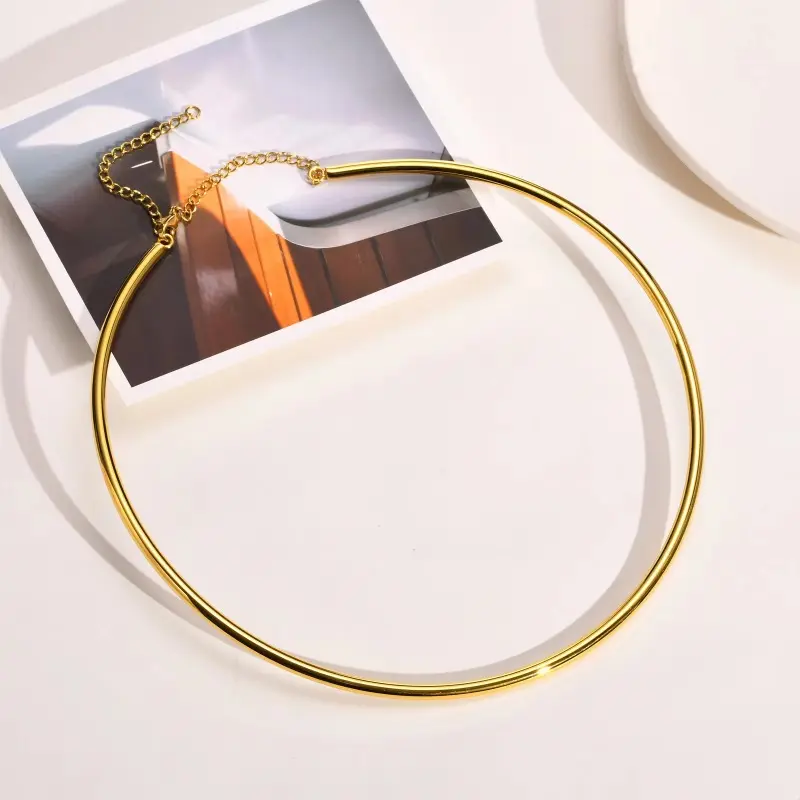 Gold And Silver Stainless Steel Necklace Collar 4mm Fashionable Jewelry Personalized Metal Collarbone Necklace Popular Accessory