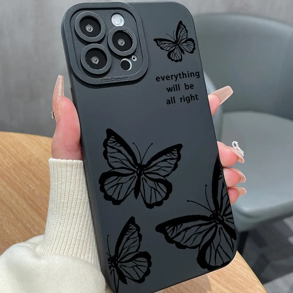 Spring Butterfly Slogan Pattern Phone Case for Summer Gifts, Full Coverage Camera Protect Shockproof Cellphone Cover for iPhone Series, Phone Protecto