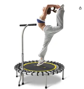 SkyBound Boogie Bounce Elite Foldable Mini Trampoline Fitness Rebounder with Adjustable T-Bar Handle - Exercise Trampoline for Adult - Fitness Trampoline for Workout Trainer