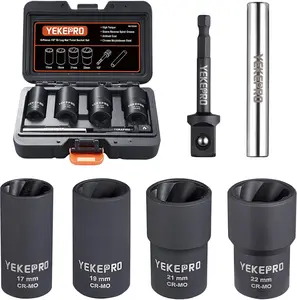 6 PCS Lug Nut Removal Tool, 1/2-inch Drive Impact Twist Socket Set & Bolt Extractor Set