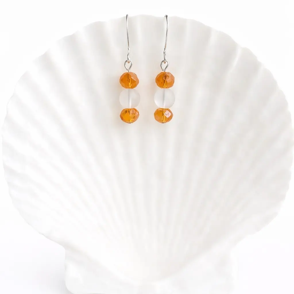 Orange Crystal Bead Drop Earrings
