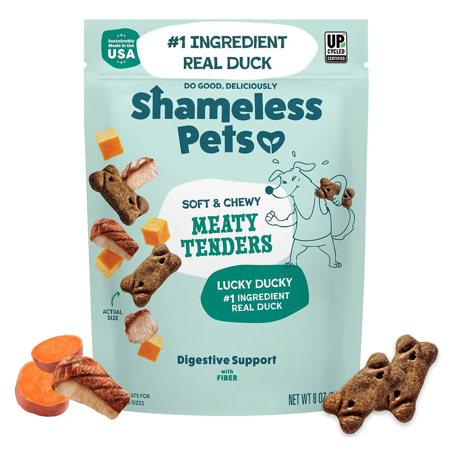 Shameless Pets Soft & Chewy Dog Treats, Lucky Ducky Meaty Tenders, 8oz – Real Duck is 1st Ingredient – Grain Free, No Corn or Soy – Digestive Support – for Small, Medium & Large Dogs