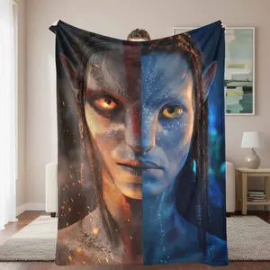 Fantasy Elf Dual Element Fire and Ice Flannel Blanket vibrant artistic print soft lightweight warm cozy perfect for bedroom decor sofa throw travel camping holiday gift gaming room atmosphere tiktokshopspringglowup