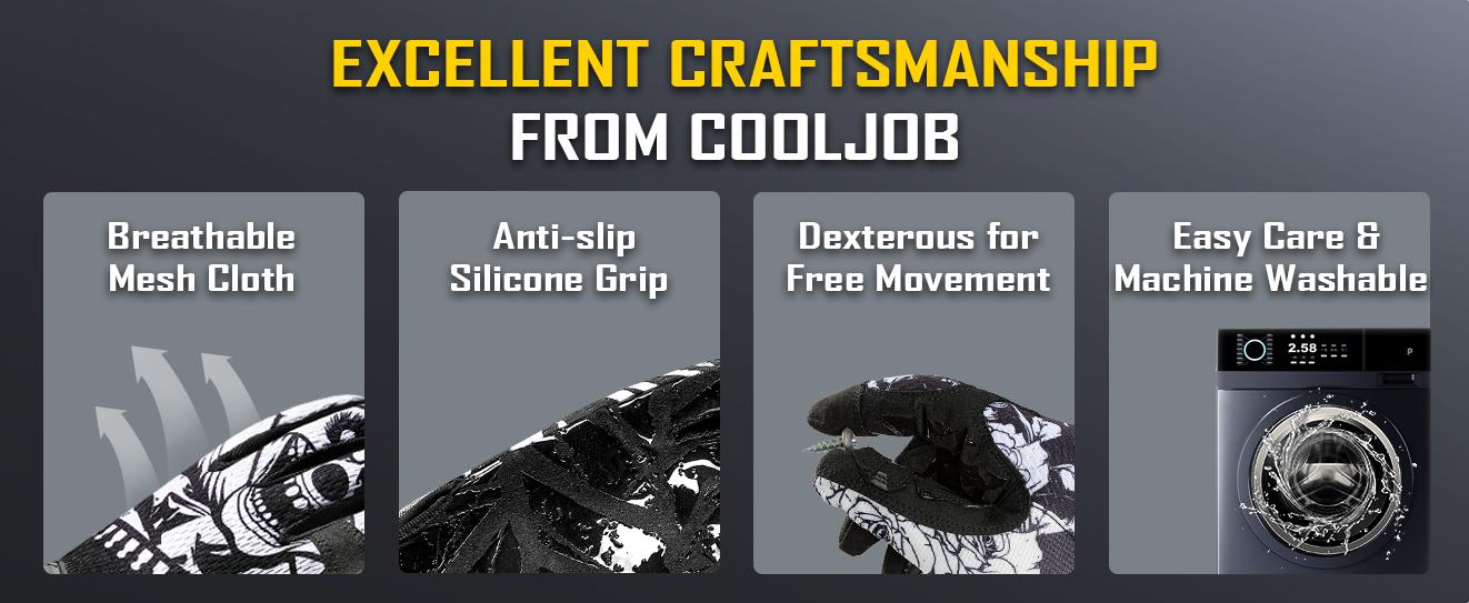 COOLJOB Mechanic Safety Work Gloves, Enhanced Anti-Slip Grip Tactical Gloves, Touchscreen (Joker)