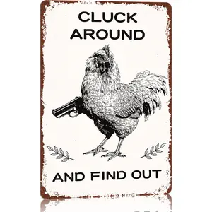 Funny Chicken Aluminum Sign Vintage Farmhouse Chicken Coop Kitchen Garden Decor 8x12 Inch Durable Rust Resistant Easy Install Perfect Gift
