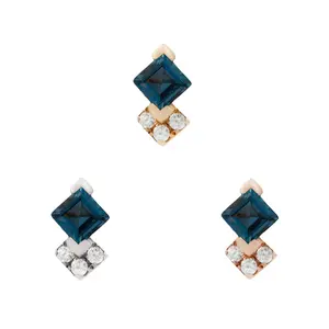 Vivienne - London Blue Topaz + CZ Threadless End