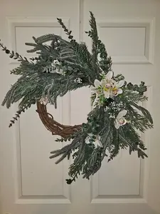 Winter Greenery Grapevine Wreath