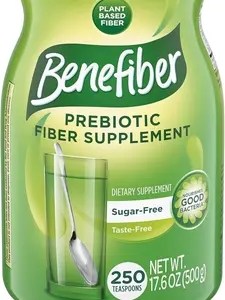 Benefiber Daily Prebiotic GLP-1 Friendly Fiber Supplement Powder for Digestive Health, Unflavored - 250 Teaspoons (17.6 Ounces)