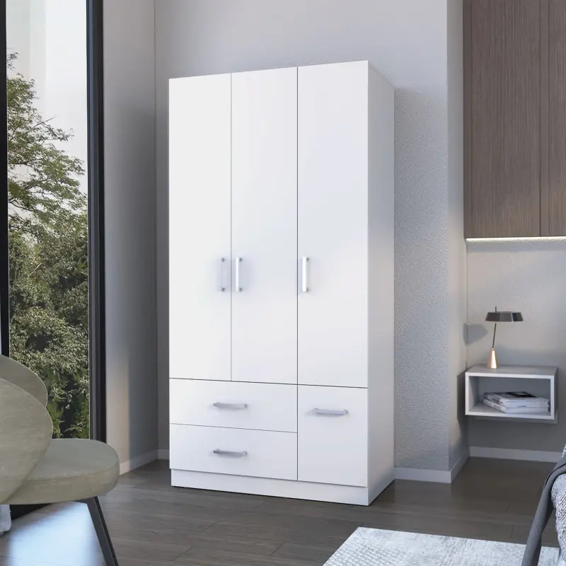 Douglas Armoire in melamine two drawers hanging rod and 4 doors.