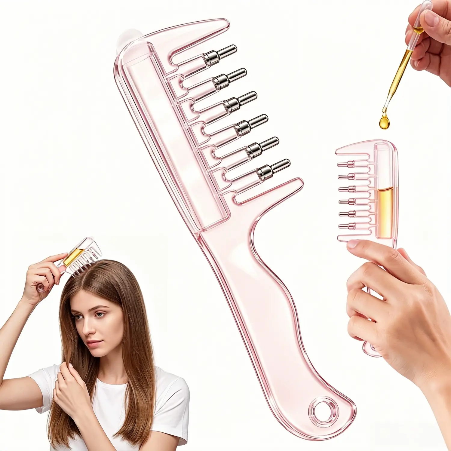 Refillable Scalp Applicator Comb, Hair Oil & Serum Dispenser with Precision Teeth, Scalp Massage Hair Root Treatment Comb for Home & Travel (Only Comb)