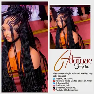 Black and Light Purple 36inches 360 full lace ponytail Braided Wig 001 - Luxury Braided Wig Style with Easy Styling & Comfortable Design for a Distinctive Look