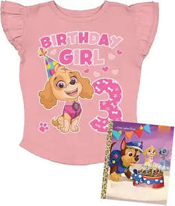 Tstars Mighty Pup Skye Birthday Girl Shirt Paw Patrol Toddler Kids Girls 3rd 4th Ruffle Sleeve T-Shirt Graphic Hoodies Graphic Print Sweater