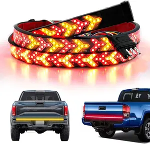 60 Inch Truck Tailgate Light Bar Strip RED Brake Sequential Amber Turn Signal Lights Double Flashing Light Tail Light Bar for Pickup Trailer SUV RV Van