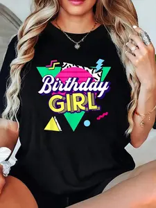 100% Cotton T-shirts Birthday girl 80s 90s birthday party costume for women T-Shirt