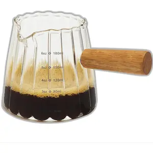 Espresso Cups 6OZ, Espresso Accessories, Expresso Shots Cup, Espresso Shot Glass with V-Shaped Mouth, Ribbed Milk Frothing Pitcher, Glass Measuring Cup